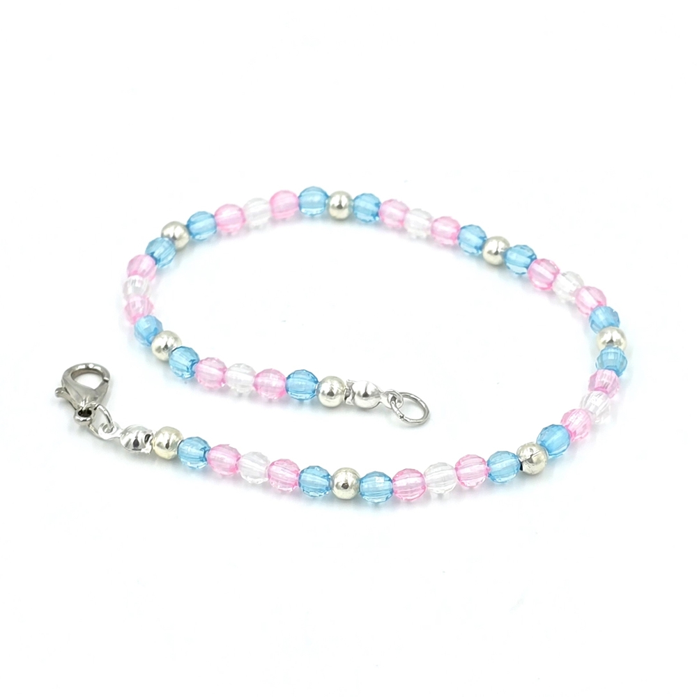 Handmade Transgender Pride LBGTQ Dainty Crystal Beaded Ankle Bracelet